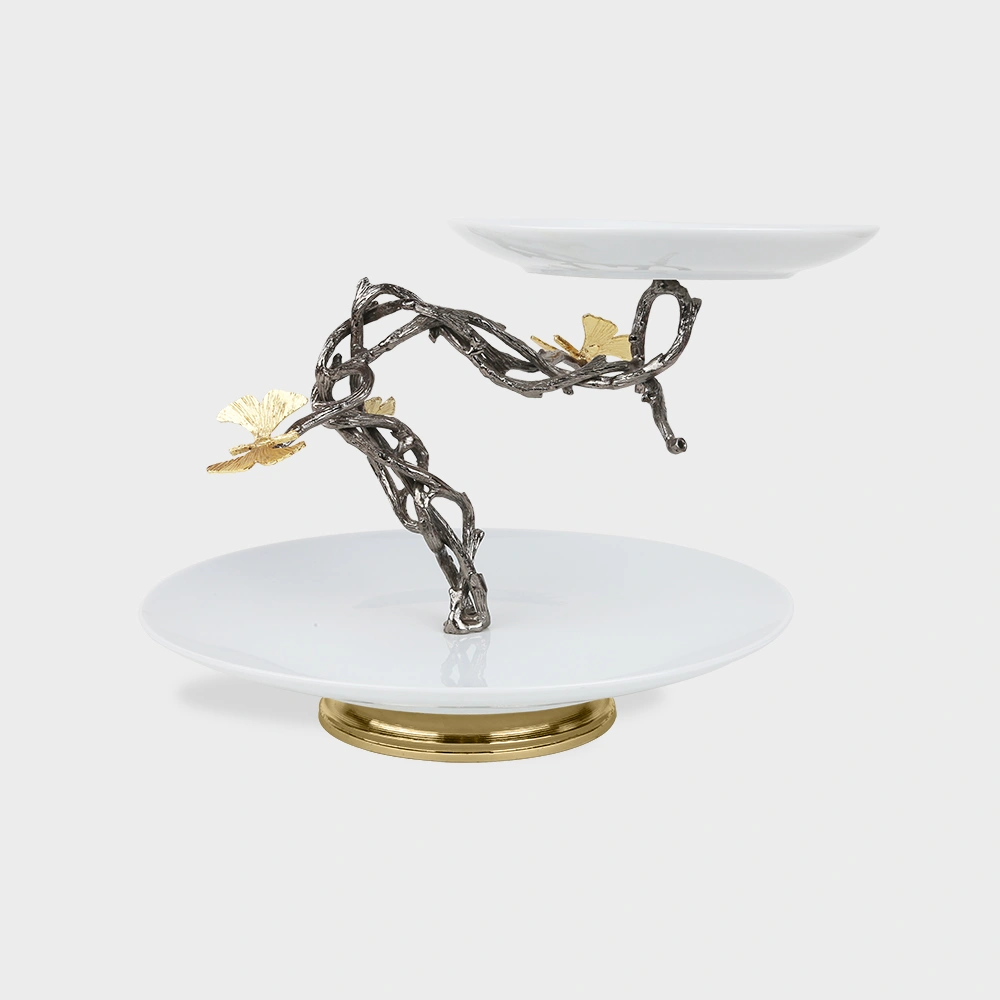 2-tier serving plate 7003 Delight-Home-Gifts ظرف دیس و پیش دستی 2 طبقه چینی