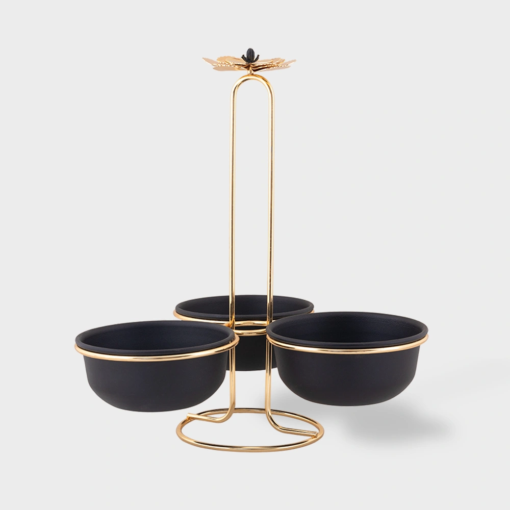 3 section snack bowl with handle 6031 Delight-Home-Gifts ظرف پذیرایی اردو خوری 3 کاسه ای