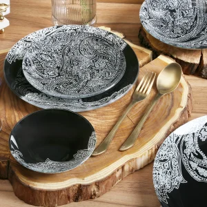 سرویس غذاخوری شیشه ای طرح نیارا مشکی