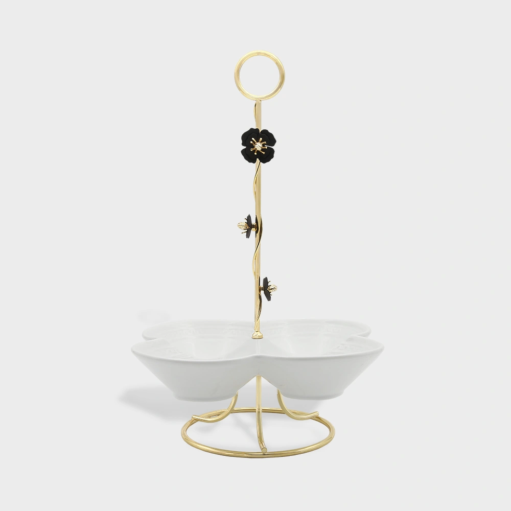 4-section snack bowl 6041 Delight-Home-Gifts ظرف اردوخوری 4 خانه چینی دسته دار