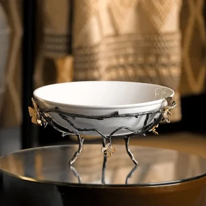 ظرف سوپ خوری چینی روی پایه فلزی