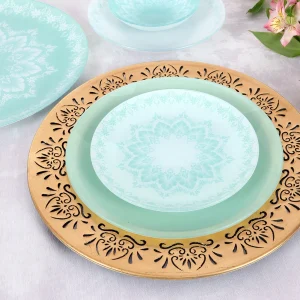 سرویس غذاخوری شیشه ای 25 پارچه طرح یونا سبز
